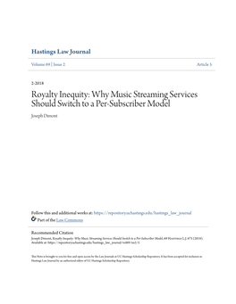 Why Music Streaming Services Should Switch to a Per-Subscriber Model Joseph Dimont