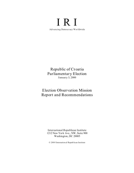 Croatia's 2000 Parliamentary Elections