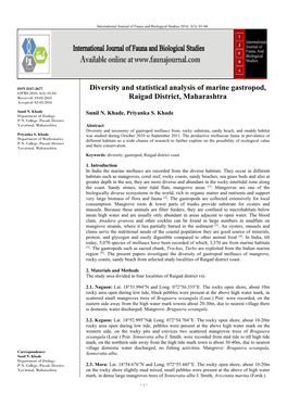 Diversity and Statistical Analysis of Marine Gastropod, Raigad District