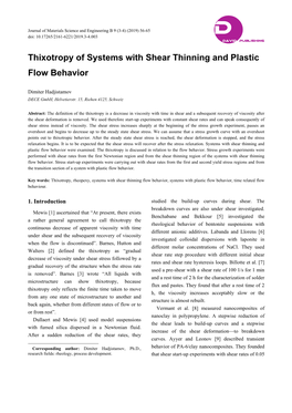 Thixotropy of Systems with Shear Thinning and Plastic Flow Behavior