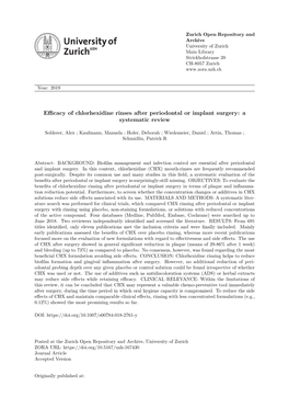 Efficacy of Chlorhexidine Rinses After Periodontal Or Implant Surgery: a Systematic Review