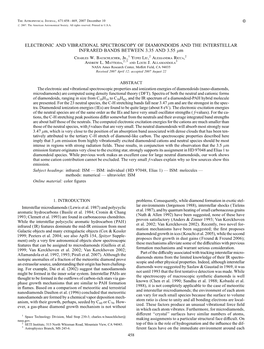 ELECTRONIC and VIBRATIONAL SPECTROSCOPY of DIAMONDOIDS and the INTERSTELLAR INFRARED BANDS BETWEEN 3.35 and 3.55 M