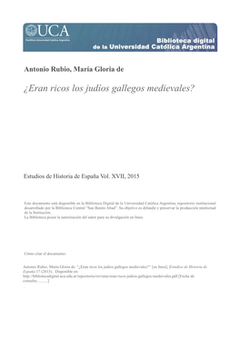 ¿Eran Ricos Los Judíos Gallegos Medievales?