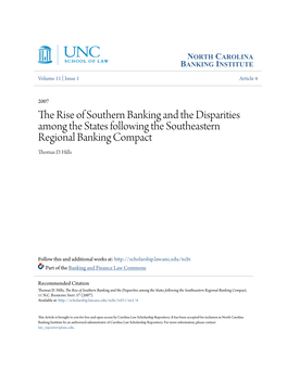 The Rise of Southern Banking and the Disparities Among the States Following the Southeastern Regional Banking Compact Thomas D