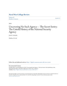 Uncovering No Such Agency—The Secret Sentry: the Untold History of the National Security Agency