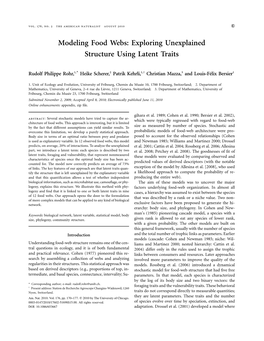 Modeling Food Webs: Exploring Unexplained Structure Using Latent Traits