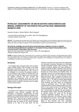 Petrology, Geochemistry, Sr and Nd Isotope Characteristics and Mineral Chemistry of the Dykes in the Zlatitsa Pass, Srednogorie Magmatic Zone