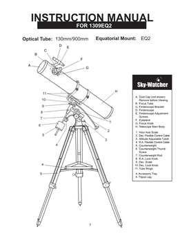 130Mm/900Mm Equatorial Mount: EQ2 D E C B F a G