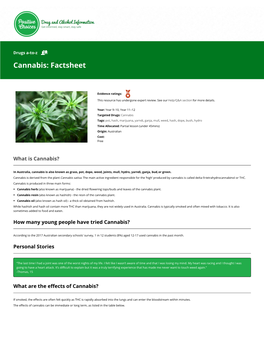 Cannabis: Factsheet