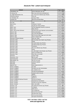 Deutsche Titel - Sotiert Nach Interpret