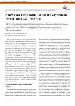 A New Rock-Based Definition for the Cryogenian Period (Circa 720 – 635 Ma)