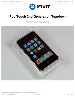 Ipod Touch 2Nd Generation Teardown Guide ID: 586 - Draft: 2019-10-18