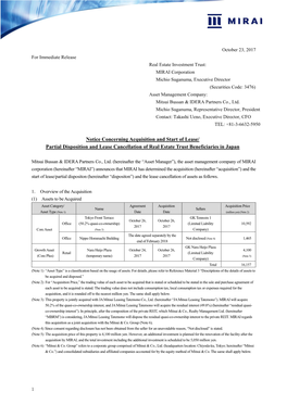 Partial Disposition and Lease Cancellation of Real Estate Trust Beneficiaries in Japan