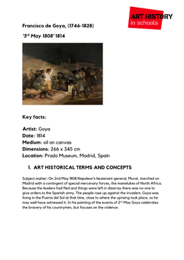 Francisco De Goya, (1746-1828) '3Rd May 1808' 1814 Key Facts: Artist
