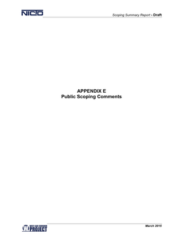 Appendix E: Public Scoping Comments