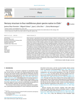 Nectary Structure in Four Melliferous Plant Species Native to Chile