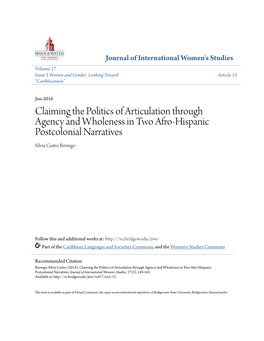 Claiming the Politics of Articulation Through Agency and Wholeness in Two Afro-Hispanic Postcolonial Narratives Silvia Castro Borrego