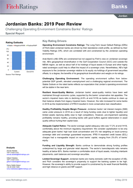 Jordanian Banks: 2019 Peer Review Challenging Operating Environment Constrains Banks’ Ratings Special Report