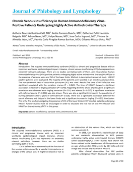 Chronic Venous Insufficiency in Human Immunodeficiency Virus Positive Patients Undergoing Highly Active Antiretroviral Therapy