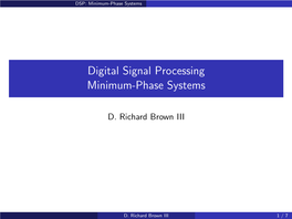 Digital Signal Processing Minimum-Phase Systems