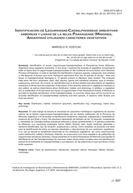 Identificación De Leguminosae Arbustivas-Arbóreas Y Lianas De Misiones