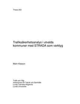Pdf Trafiksäkerhetsanalys I Utvalda Kommuner Med STRADA Som