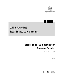 15TH ANNUAL Real Estate Law Summit