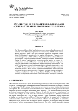 Exploitation of the Continental Intercalaire Aquifer at the Kebili Geothermal Field, Tunisia