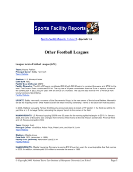 Other Football Leagues (Appendix 3.1)