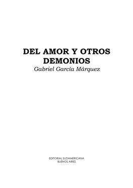 DEL AMOR Y OTROS DEMONIOS Gabriel García Márquez