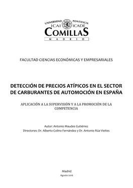 Detección De Precios Atípicos En El Sector De Carburantes De Automoción En España