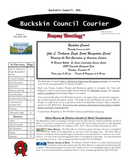 Buckskin Council John L. Dickinson Eagle Scout Recognition Social