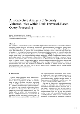 A Prospective Analysis of Security Vulnerabilities Within Link Traversal-Based Query Processing