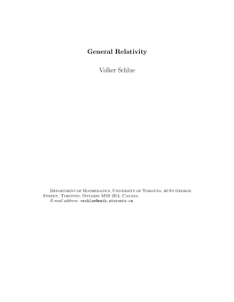 General Relativity Volker Schlue