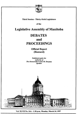 Legislative Assembly of Manitoba DEBATES and PROCEEDINGS