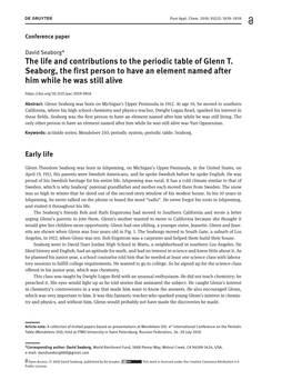 The Life and Contributions to the Periodic Table of Glenn T. Seaborg