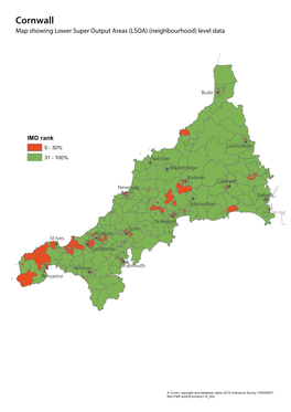 Cornwall Map Showing Lower Super Output Areas (LSOA) (Neighbourhood) Level Data Bude