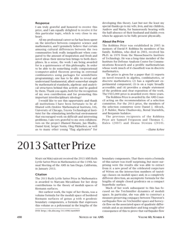 2013 Satter Prize