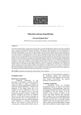 Migration and Psychopathology