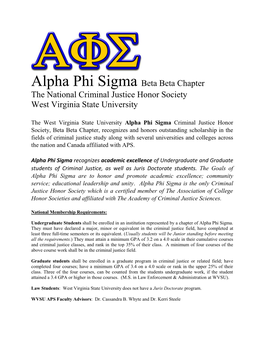 Alpha Phi Sigma Beta Beta Chapter the National Criminal Justice Honor Society West Virginia State University