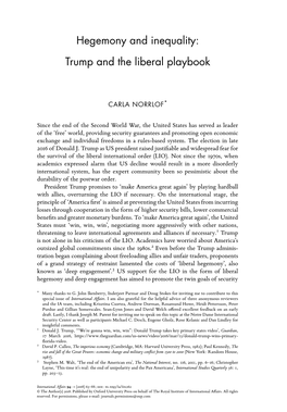 Hegemony and Inequality: Trump and the Liberal Playbook