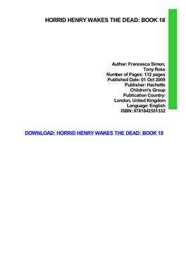 Horrid Henry Wakes the Dead: Book 18