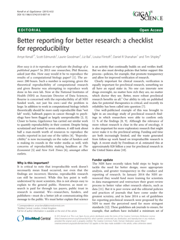 Better Reporting for Better Research: A