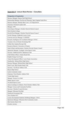 Appendix B - Leisure Stock Review – Consultees
