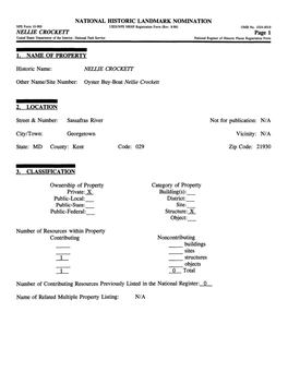 NELLIE CROCKETT Page 1 United States Department of the Interior, National Park Service National Register of Historic Places Registration Form