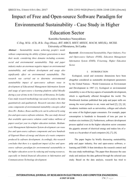Case Study in Higher Education Sector Kanishka Samudaya Nanayakkara C.Eng, M.Sc