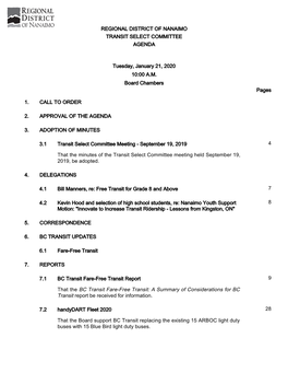 Transit Select Committee Agenda Package