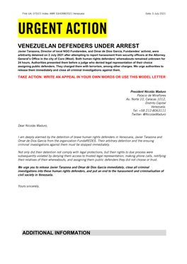 Venezuela: Venezuelan Defenders Under Arrest