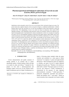 Pharmacognostical and Biological Exploration of Scaevola Taccada (Gaertn.) Roxb. Grown in Egypt