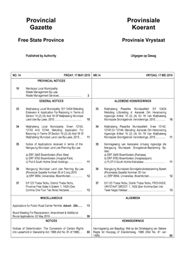 Provincial Gazette Free State Province